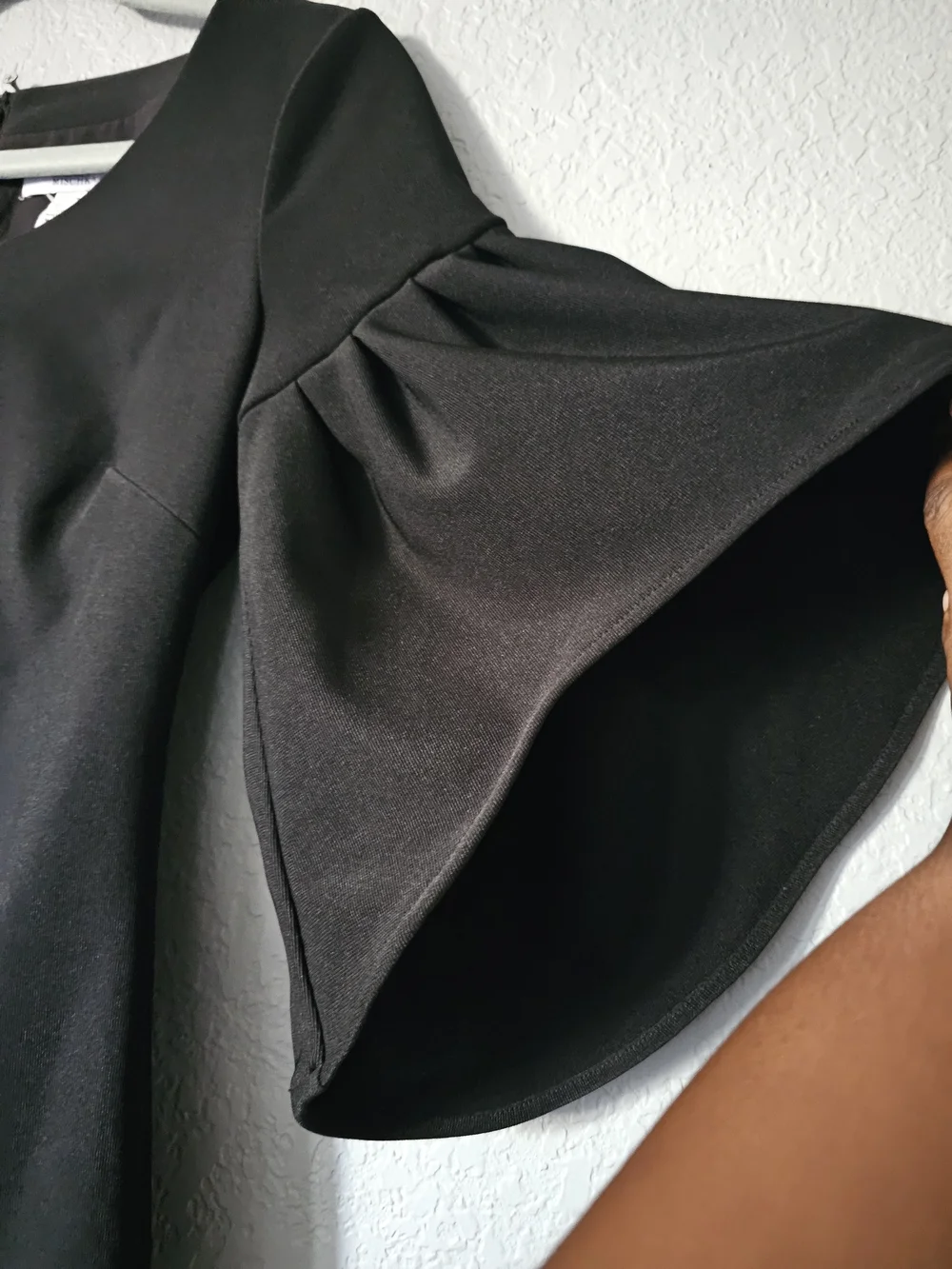 Badgley Mischka Black Mini Dress with Tiered Ruffle Sleeves